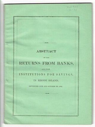 Item #56028 Abstract exhibiting the condition of the banks of Rhode Island, on Tuesday, the 13th...