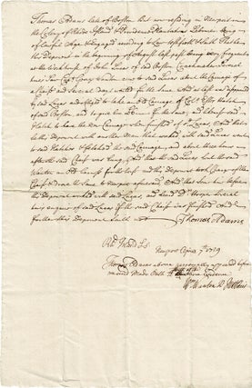 Item #56112 One-page manuscript deposition regarding the construction of a carriage by John...