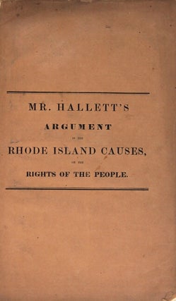 The right of the people to establish forms of government. Mr. [Benjamin Franklin] Hallett's argument in the Rhode Island causes, before the Supreme Court of the United States. January ... 1848. No. 14. Martin Luther vs. Luther M. Borden and others. No. 77. Rachael Luther vs. the same