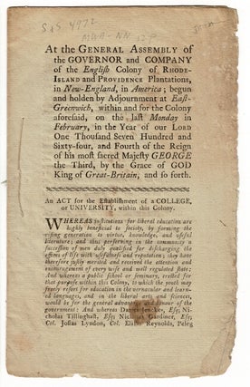 Item #56174 At the General Assembly of the Governor and Company of the English Colony of...