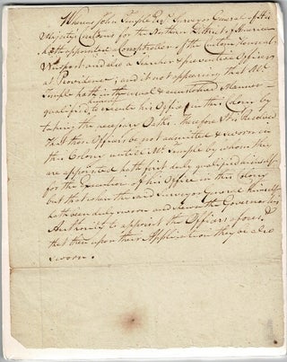 Item #56212 Manuscript resolution not to admit officers appointed by John Temple, Esq....