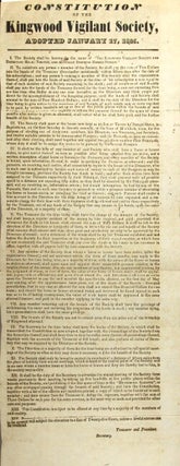 Item #56227 Constitution of the Kingwood [N.J.] Vigilant Society, adopted January 17, 1835 [drop...