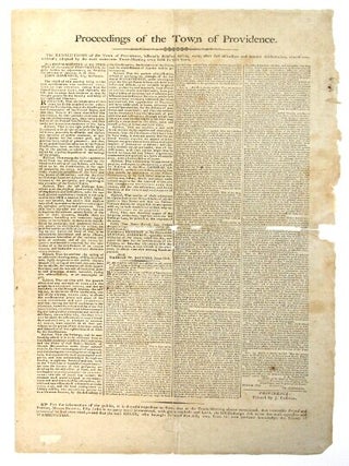 Item #56259 Proceedings of the Town of Providence. The Resolutions...officially detailed below,...