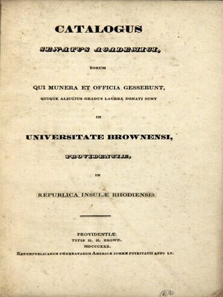 Item #56375 Catalogus senatus academici, eorum qui munera et officia gesserunt, quique alicujus...