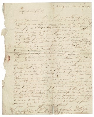 Item #56443 One-page autograph letter signed to "My dear child..." Charles D'Wolf, Capt