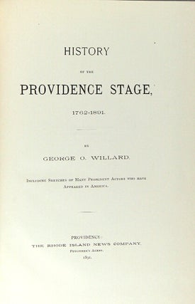History of the Providence stage, 1762-1891