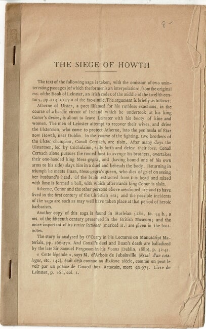 Item #56529 The siege of Howth. Whitley Stokes.