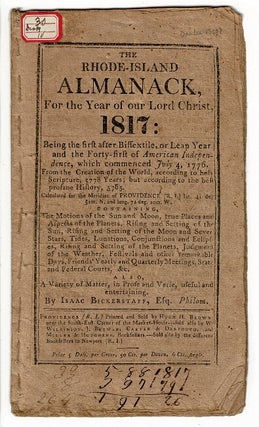 Item #56540 The Rhode-Island almanack for the year of our Lord Christ, 1817. Isaac Bickerstaff
