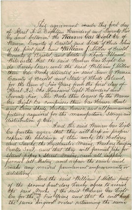 Item #56544 Five-year lease of the Warren Gas Light Company to William J. Miller. William J. Miller