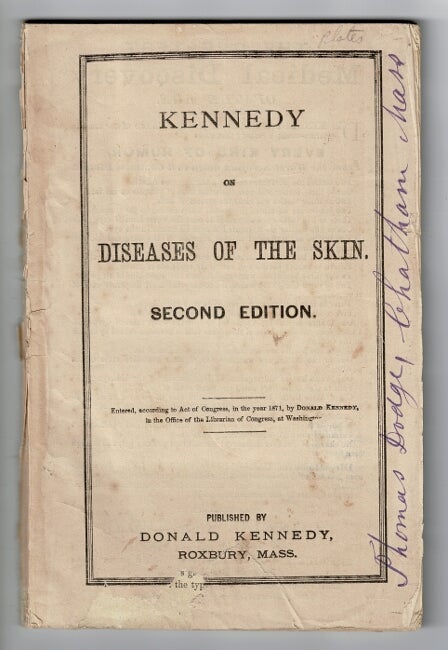 Item #56567 Kennedy on diseases of the skin. Second edition [cover title]. Kennedy, Donald.