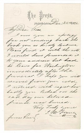 Item #56574 One page autograph letter signed to James Rees. W. Forney, ohn