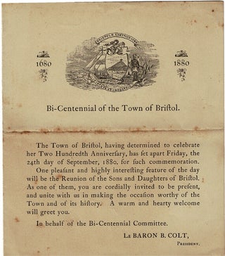 Item #56579 Bi-Centennial of the town of Bristol. It having been decided to publish in book form...
