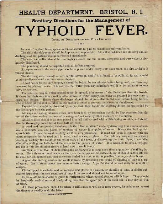 Item #56695 Sanitary directions for the management of typhoid fever. Issued by direction of the Town Council. Bristol Health Department.