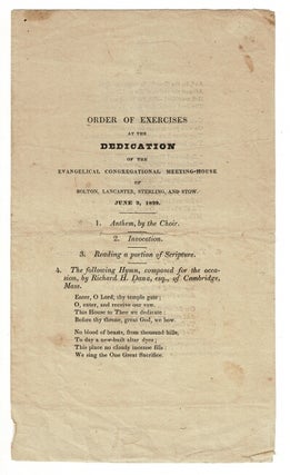 Item #56750 Order of exercises at the dedication of the Evangelical Congregational Meeting-house...
