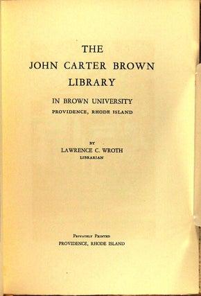 A series of five volumes [all published] on the libraries of Providence, as below