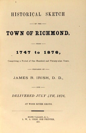 Historical sketch of the town of Richmond, from 1747 to 1876, comprising a period of one hundred and twenty-nine years