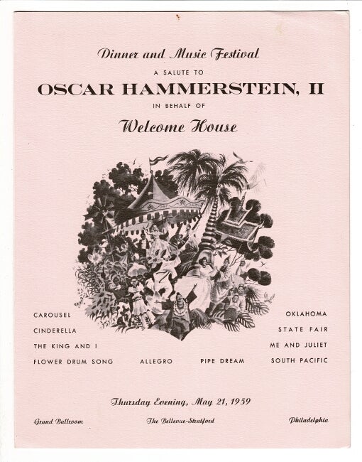 Item #56991 Dinner and music festival. A salute to Oscar Hammerstein, II on behalf of Welcome House. Oscar II Hammerstein.
