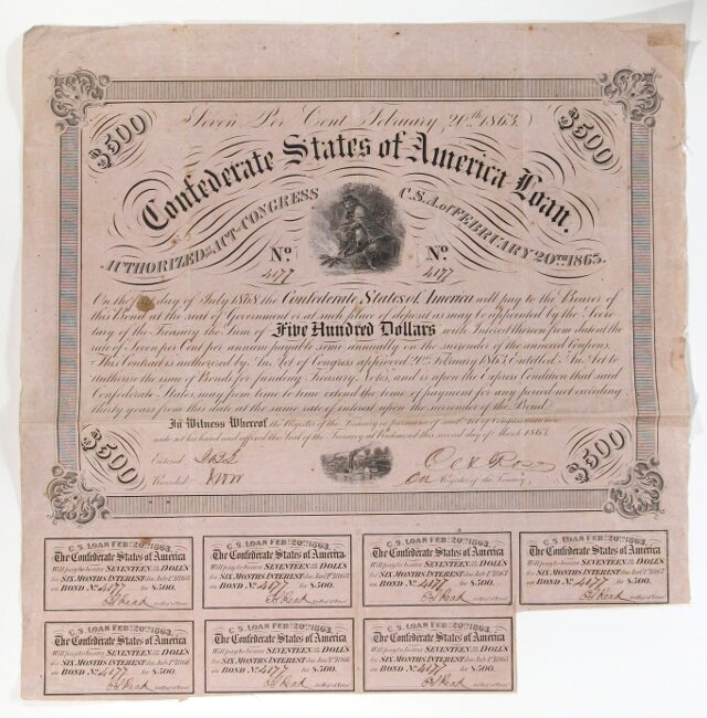 Item #57059 Confederate states of America $500 bond