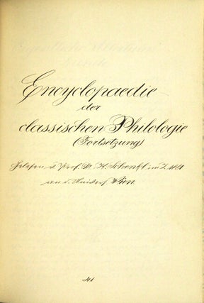 Manuscript lecture notes on six lectures of classical philology, in German