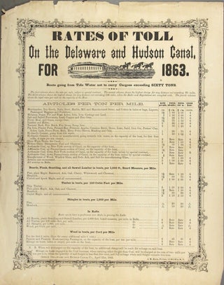 Item #57389 Rates of toll on the Delaware and Hudson Canal, for 1863. Delaware, Hudson Canal Company