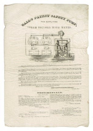 Item #57521 Ball's patent safety pump, for supplying steam boilers with water. Ames Manufacturing...