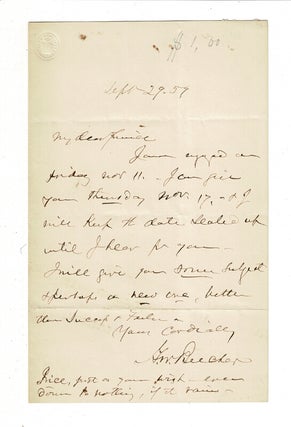 Item #57541 One-page autograph letter signed "H. W. Beecher" regarding a lecture engagement....