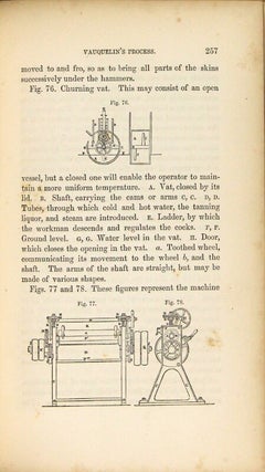 The arts of tanning, currying, and leather-dressing; theoretically and practically considered in all their details. Edited from the French of J. De Fontenelle and F. Malepeyre, with numerous emendations and additions, by Campbell Morfit, practical and analytical chemist, author of "applied chemistry," "chemical and pharmaceutic manipulations," etc.
