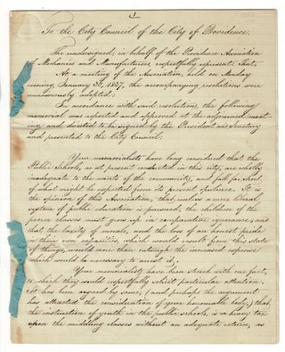 Item #57701 To the City Council of the City of Providence. Manuscript petition to the Providence...