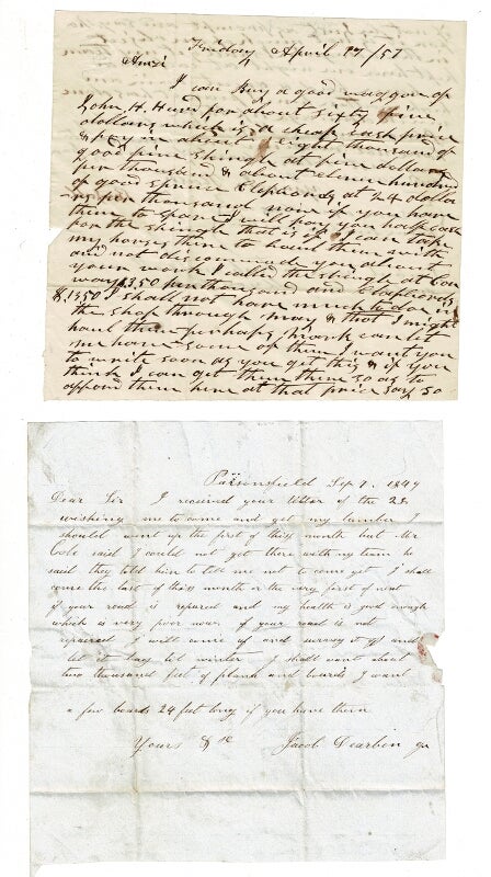 Item #57859 Three letters to Amzi Russell, saw mill owner, in Albany, New Hampshire. Amzi Russell.