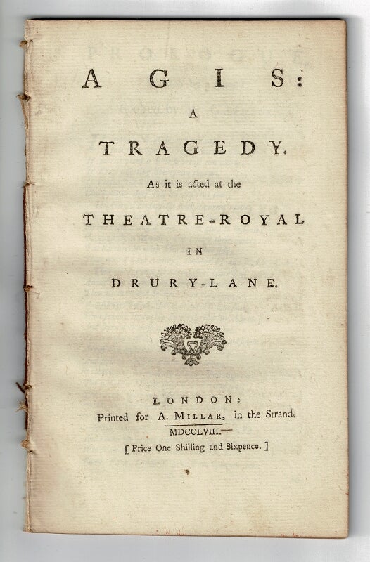 Item #57930 Agis: a tragedy. As it is acted at the Theatre-Royal in Drury-Lane. John Home.