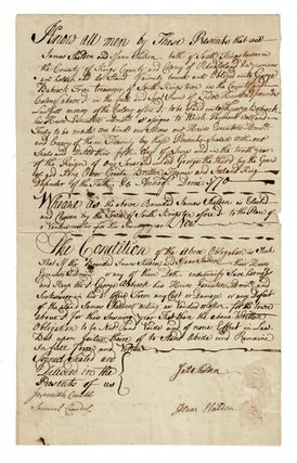Item #58392 One-page holograph document being a bond of indemnity to George Babcock as town...
