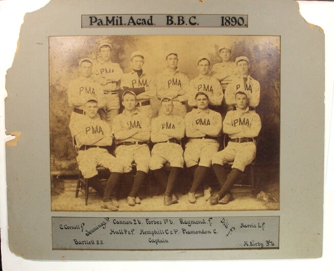 Item #58400 Large albumen photograph of the Pennsylvania Military Academy Base Ball Club