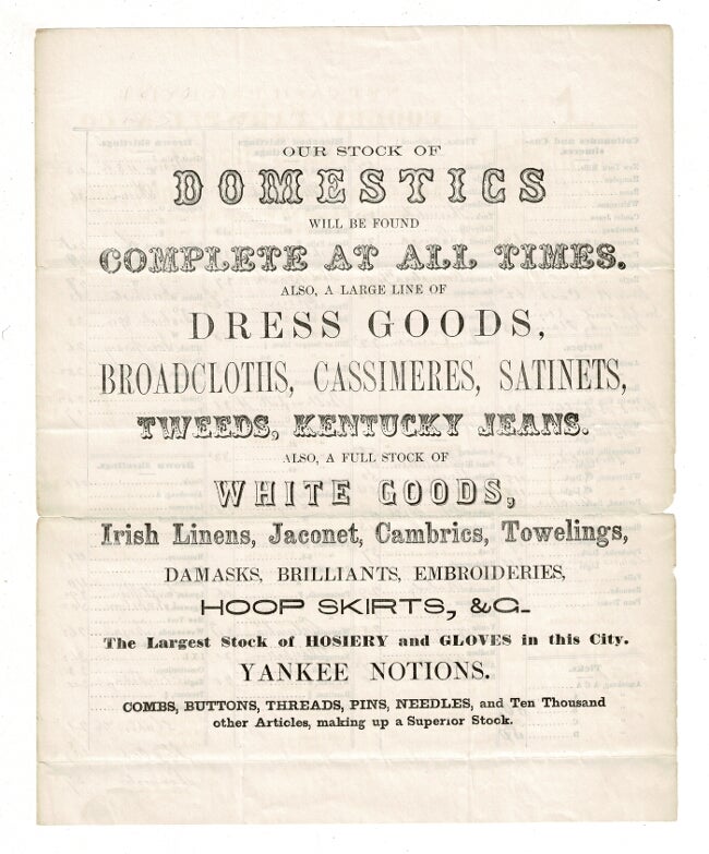 Item #58413 Net cash price list. Cooley, Farwell & Co. importers of fancy goods, and wholesale dealers in American woolens & cottons. Farwell Cooley, in partnership Co., Marshall Field.
