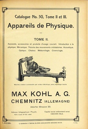 Catalogue no. 50, tome II et III. Appareils de physique