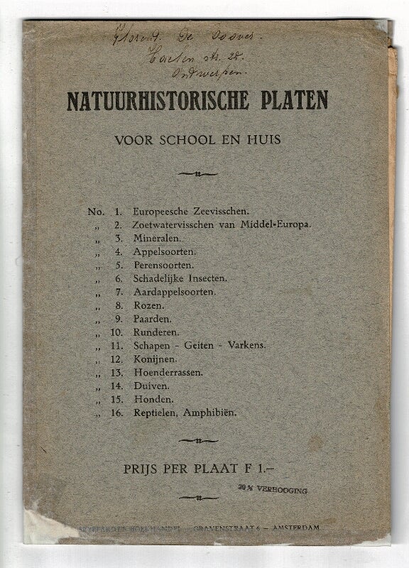 Item #58585 Natuurhistorische platen voor school en huis [cover title]. Prof Dr. W. Raschke's tafel der Mineralien. W. Raschke.