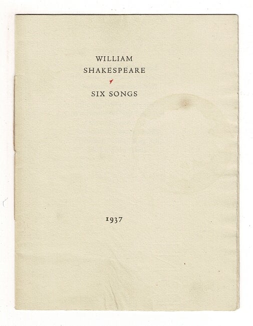 Item #58725 Six songs [cover title]. William Shakespeare.