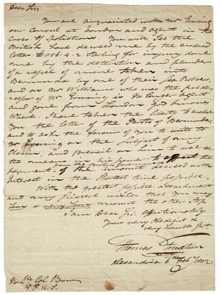 Item #58744 One-page A.L.s. to Vice-President Aaron Burr. Thomas Truxtun, U. S N., Capt