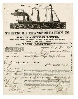Item #58759 Swiftsure Line, for the conveyance of merchandise, &c. &c. &c, via Delaware and...