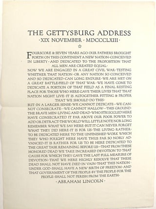 Item #58841 The Gettysburg address, XIX November, MDCCCLXIII. Abraham Lincoln