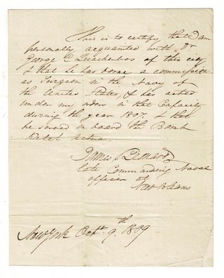 Item #58927 One-page autograph letter signed. James Leonard, U. S. N., Captain