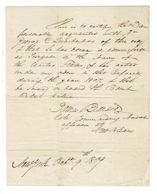 Item #58927 One-page autograph letter signed. James Leonard, U. S N., Captain