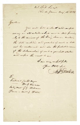 Item #58931 One-page autograph letter signed to Lieutenants Joseph Myers and Wm. D. Newman,...