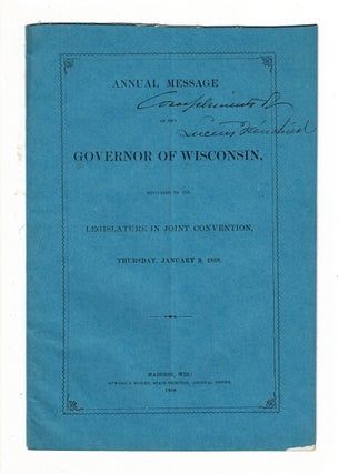 Item #58962 Annual message of the governor of Wisconsin delivered to the legislature in joint...