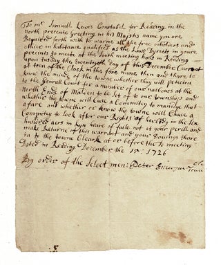 Item #59045 One-and-one-half-page autograph manuscript to Samuel Lewis, Constable of Reading,...