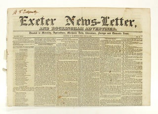 Item #59161 Exeter News-Letter and Rockingham Advertiser. Volume XXXII. No. 14