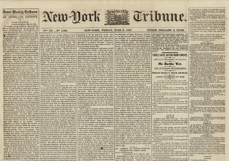 Item #59195 New York Semi-Weekly Tribune. Vol. XV. No. 1463