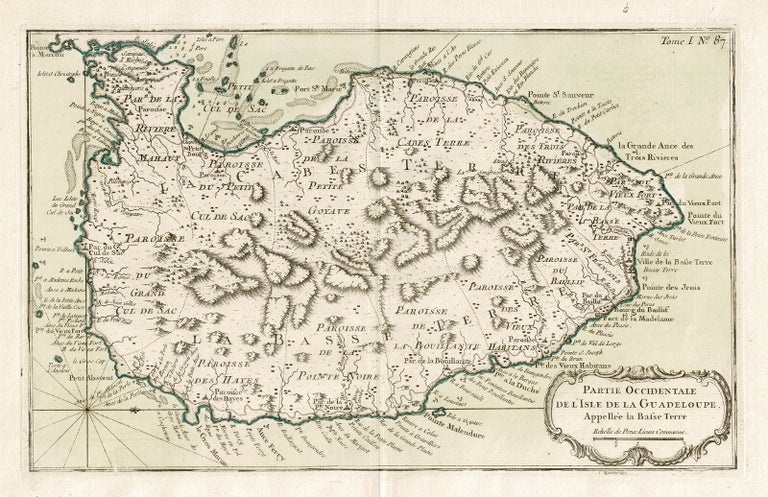 Item #59232 Partie occidentale de l'isle de la Guadeloupe, appellée la Basse Terre. [With:] Partie orientale de l'isle de la Guadeloupe, appellée la Grande-Terre. Jacques Nicolas Bellin.