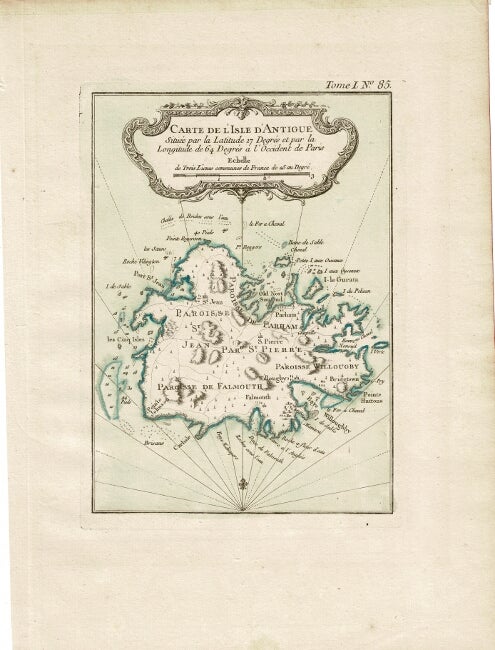 Item #59281 Carte de l'isle d'Antigue. Jacques Nicolas Bellin.