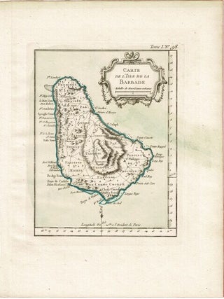 Item #59282 Carte de l'isle de la Barbade. Jacques Nicolas Bellin