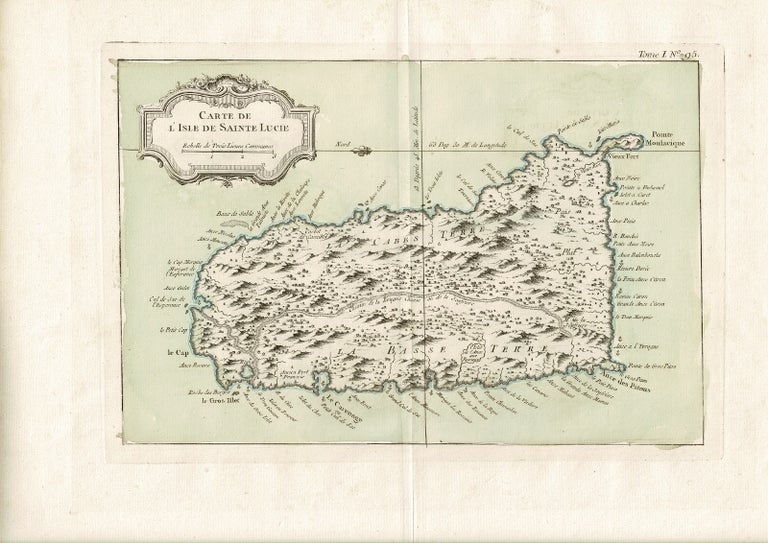 Item #59289 Carte de l'isle de Sainte Lucie. Jacques Nicolas Bellin.